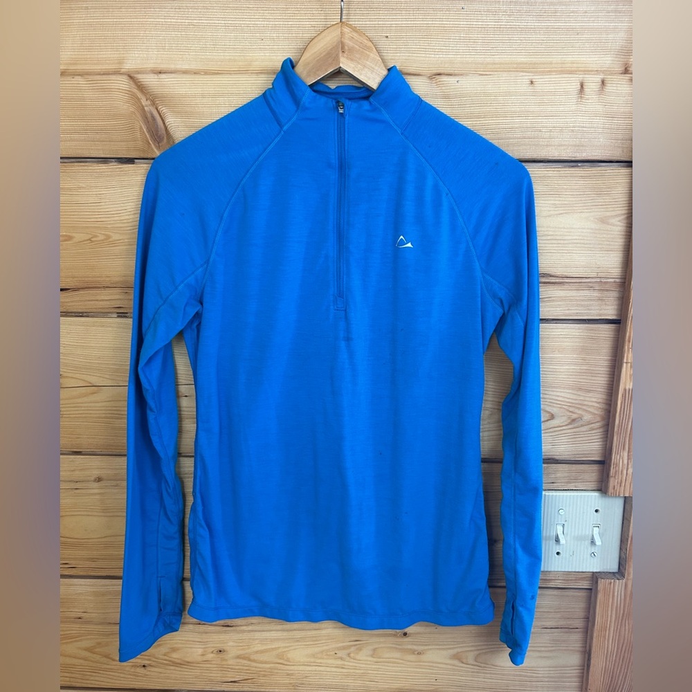 Wool Blue Merino Blend Quarter Zip Base Layer‎ Top Womens Small